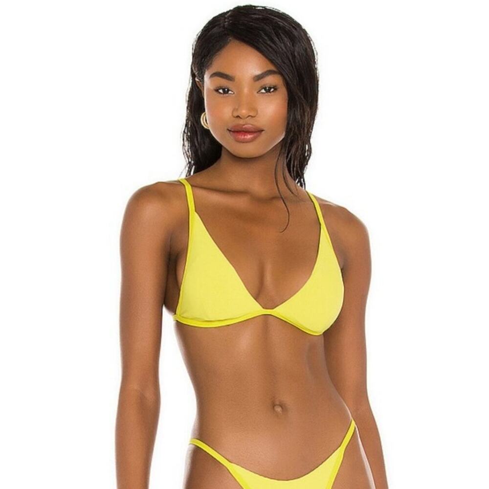 L*Space Millie Bikini Top In Apple Green/Yellow Size Small NWT